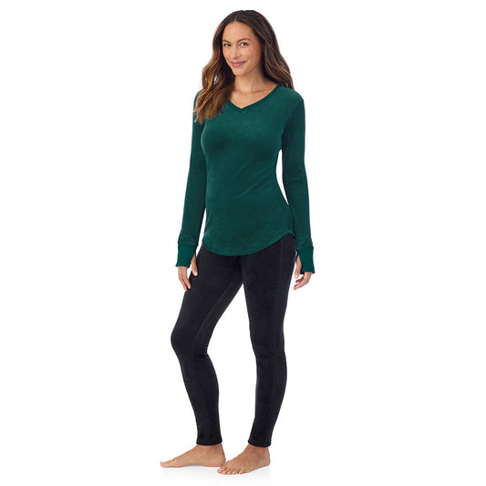 Stretch Velour Long Sleeve V-Neck | Cuddl Duds
